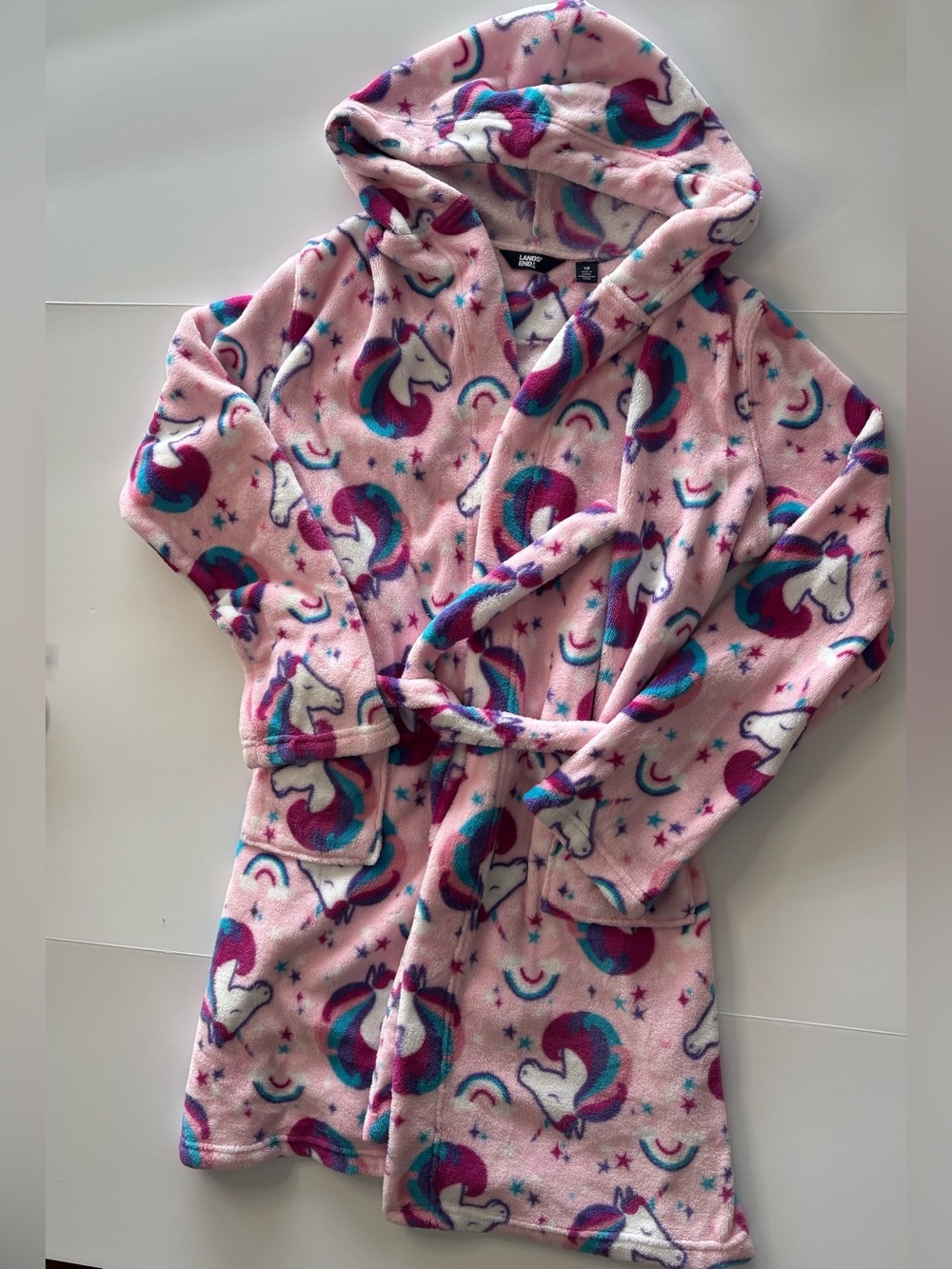 Lands End Girls Unicorn bathrobe size youth 18